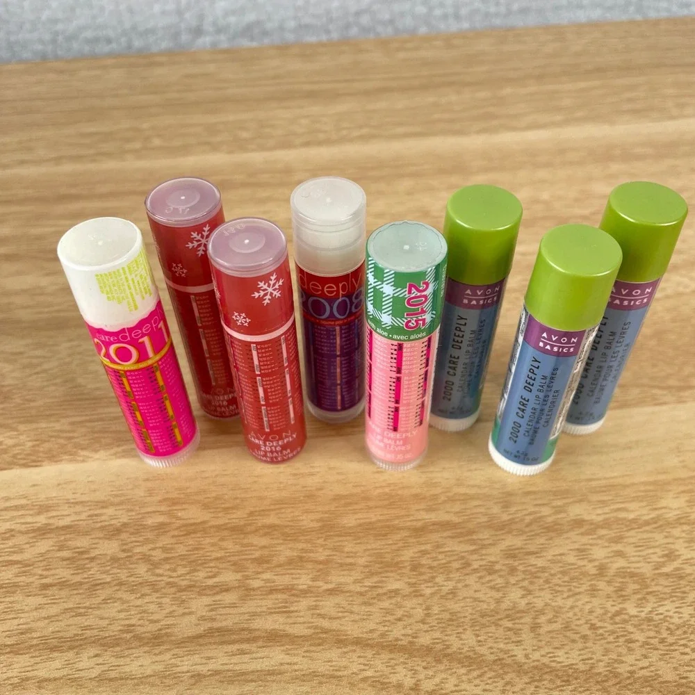 8pc Vintage Avon Care Deeply Lip Balm Lot Calendar 2000 2008 2011 2015 2016 NEW